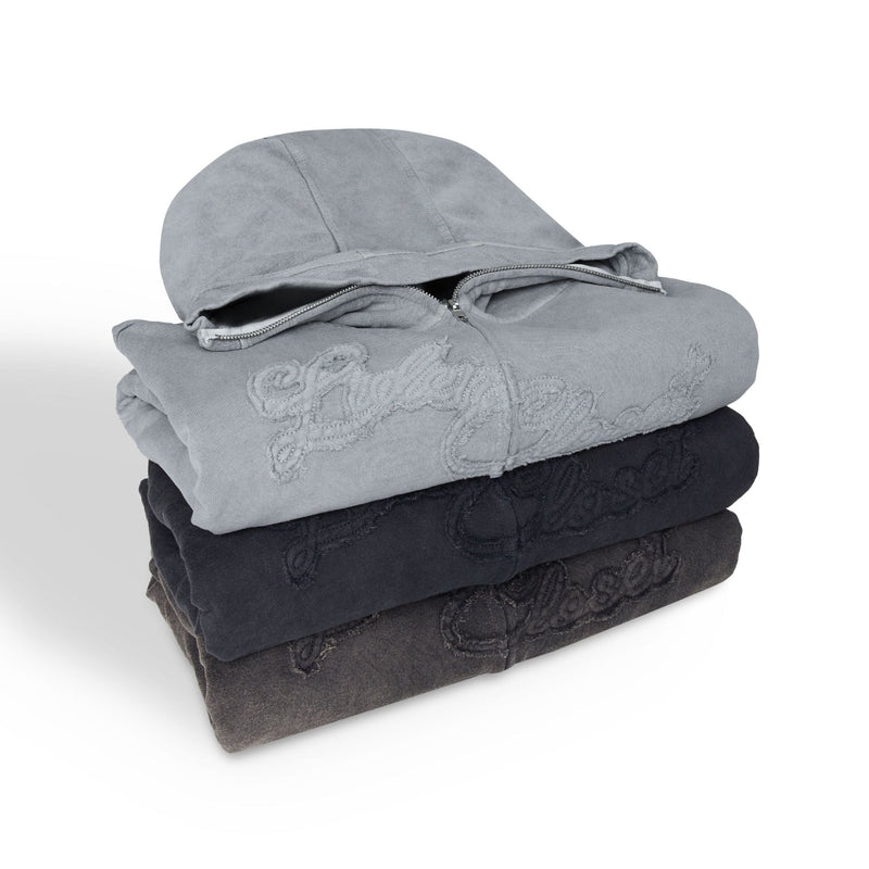 Washed Grey Outsider Zipper Jacket