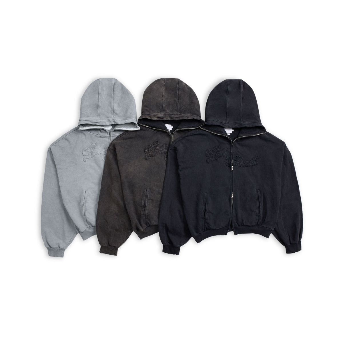 Washed Black Outsider Zipper Jacket