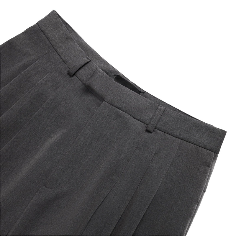 Mid Grey Flow Pleat Trousers
