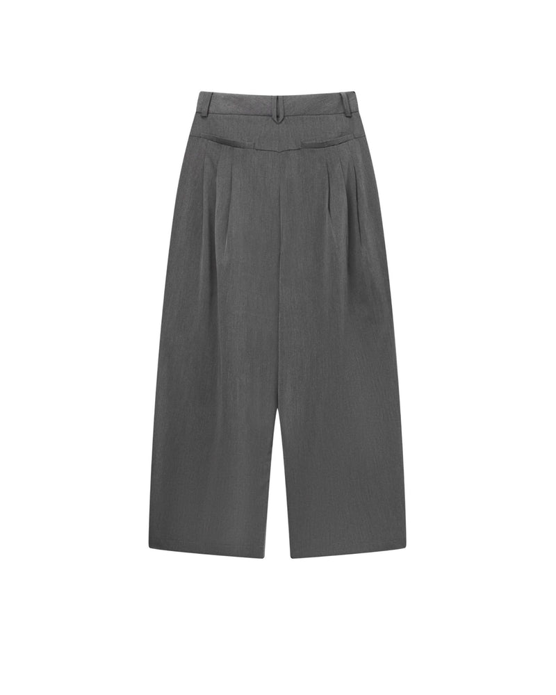 Mid Grey Flow Pleat Trousers
