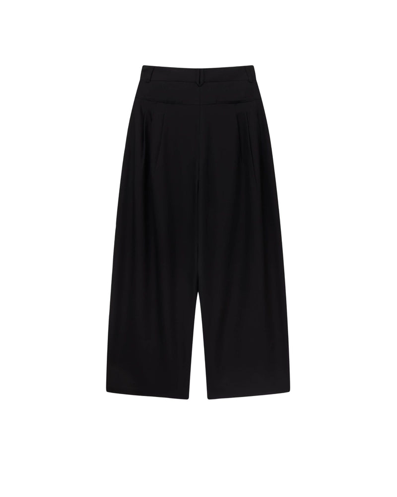 Black Flow Pleat Trousers