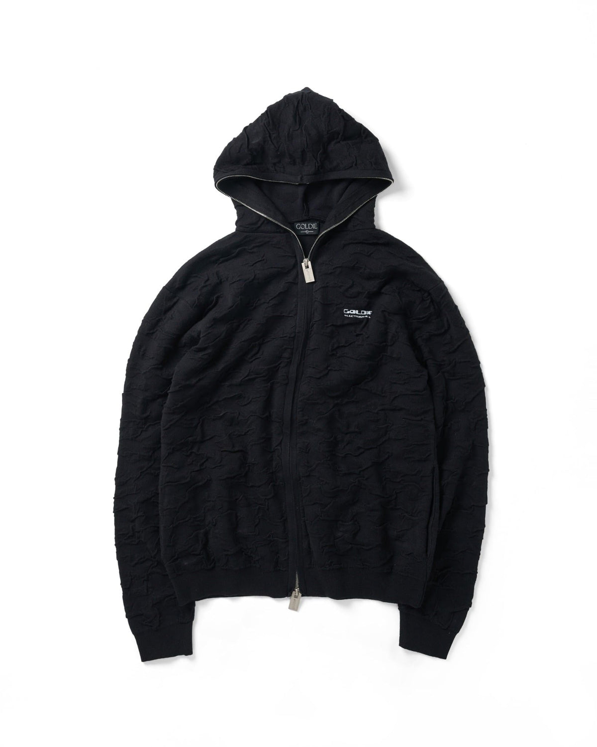 BLACK WRINKLE KNIT HOODIE
