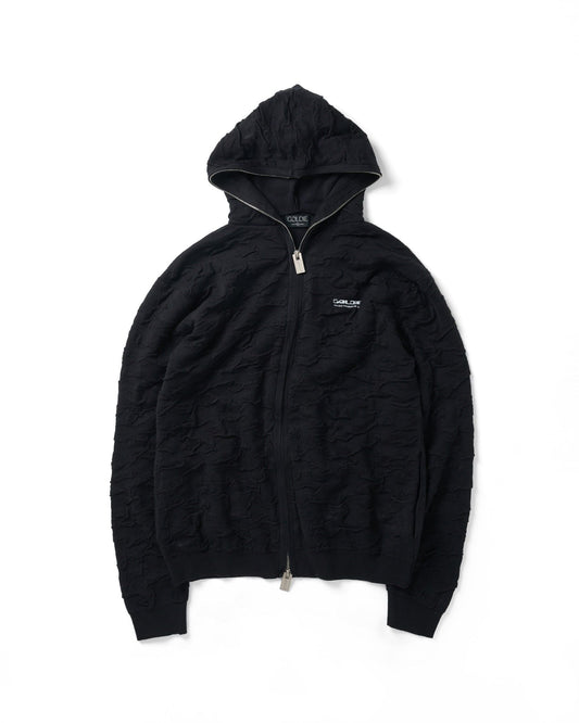 BLACK WRINKLE KNIT HOODIE