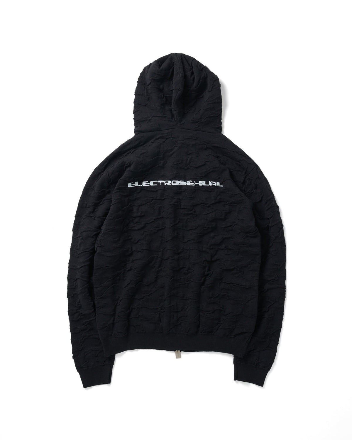BLACK WRINKLE KNIT HOODIE