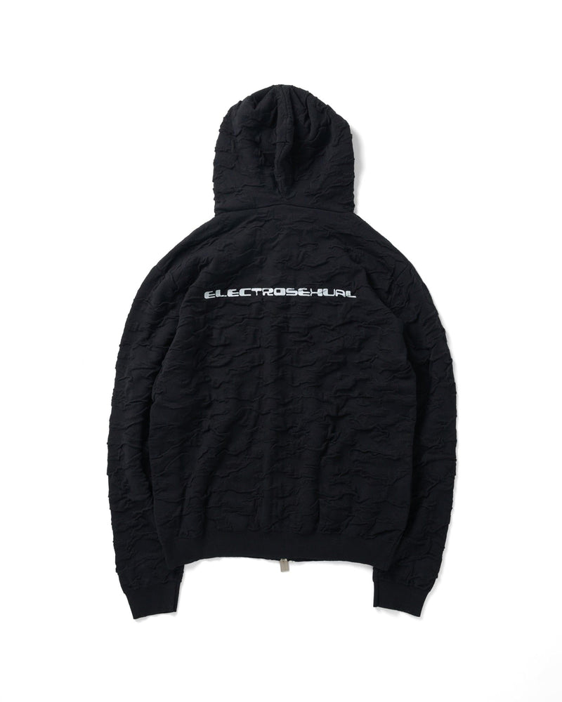 BLACK WRINKLE KNIT HOODIE