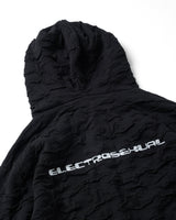BLACK WRINKLE KNIT HOODIE