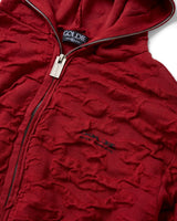 Red Wrinkle Knit Hoodie