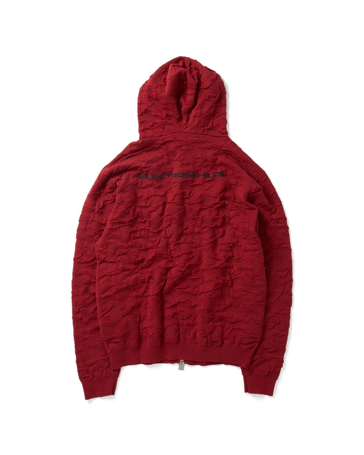 Red Wrinkle Knit Hoodie