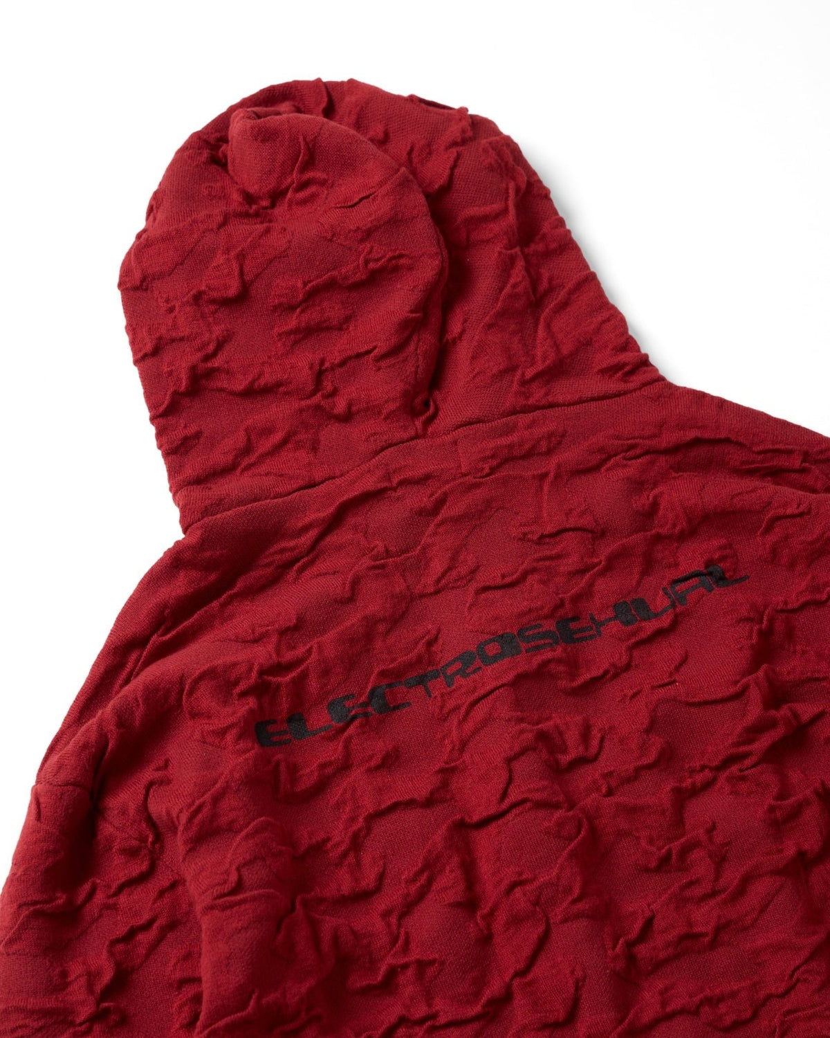 Red Wrinkle Knit Hoodie