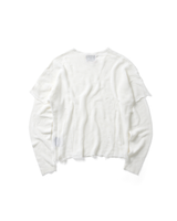 WHITE KNIT DISTRESSED DOUBLE SLEEVES