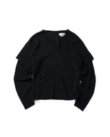 BLACK KNIT DISTRESSED DOUBLE SLEEVES