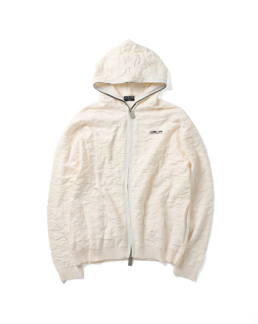 White Wrinkle Knit Hoodie