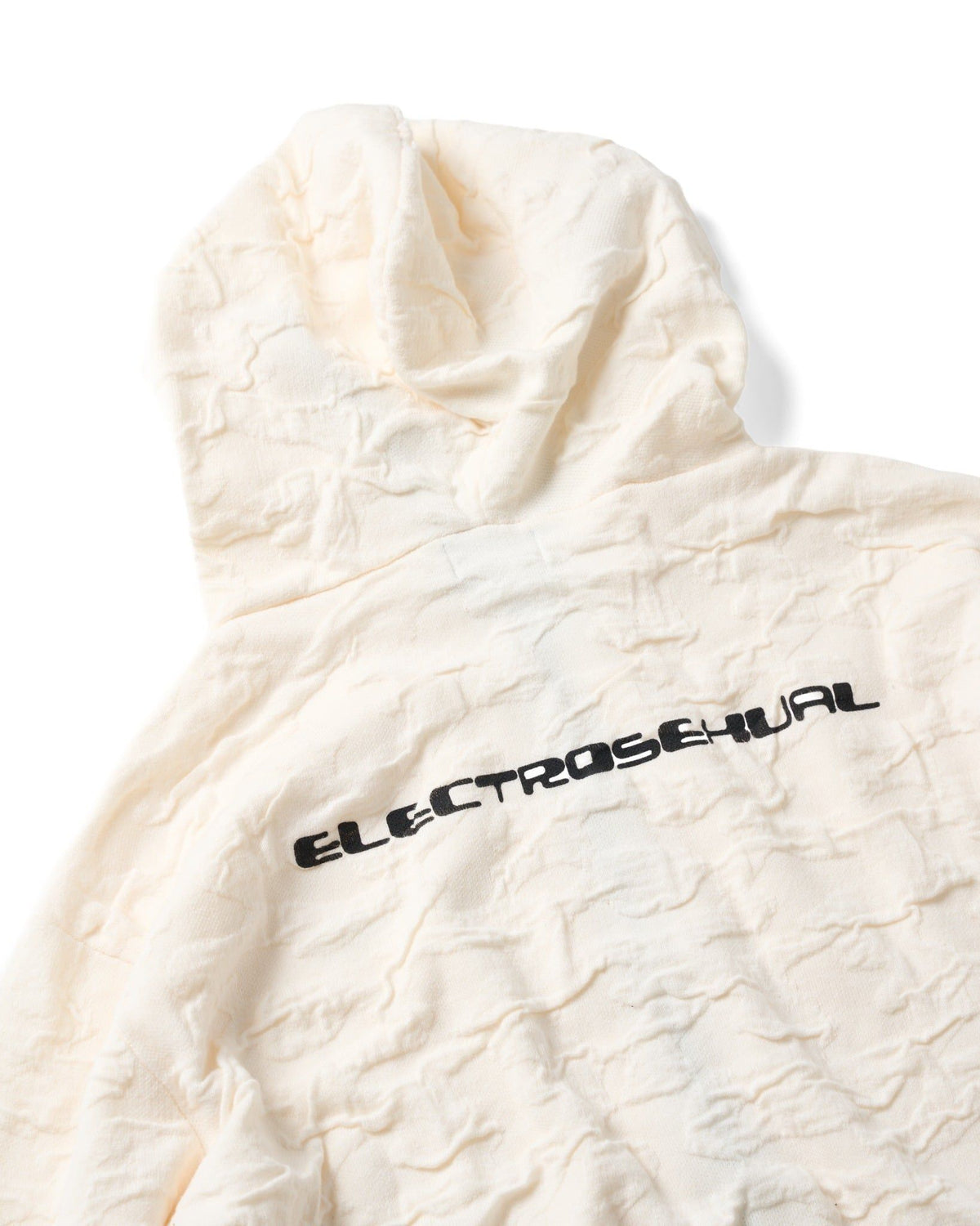 White Wrinkle Knit Hoodie