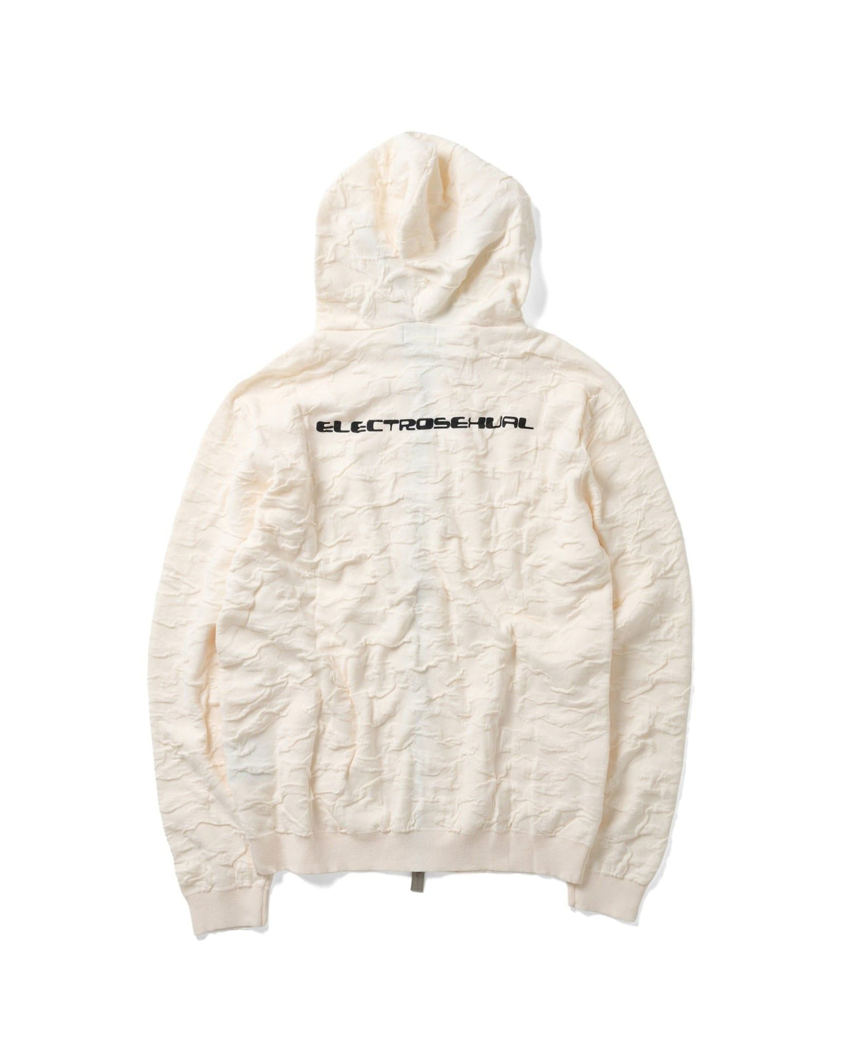 White Wrinkle Knit Hoodie