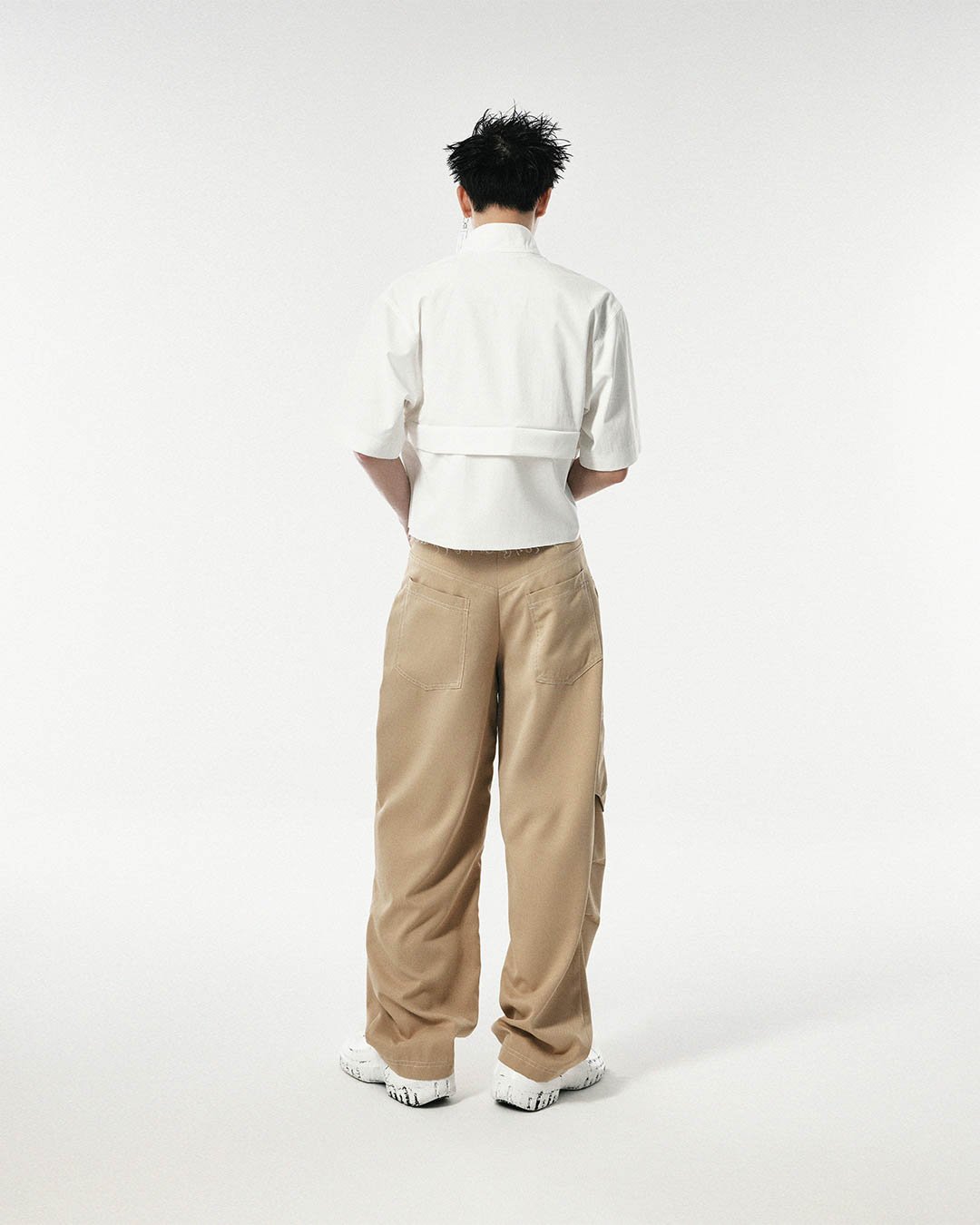 Light Weight Khaki Curved Leg Pants