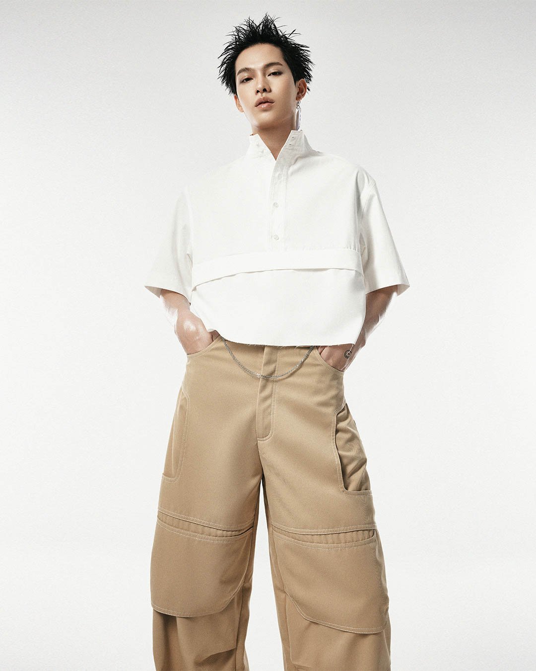 Light Weight Khaki Curved Leg Pants