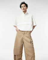 Light Weight Khaki Curved Leg Pants