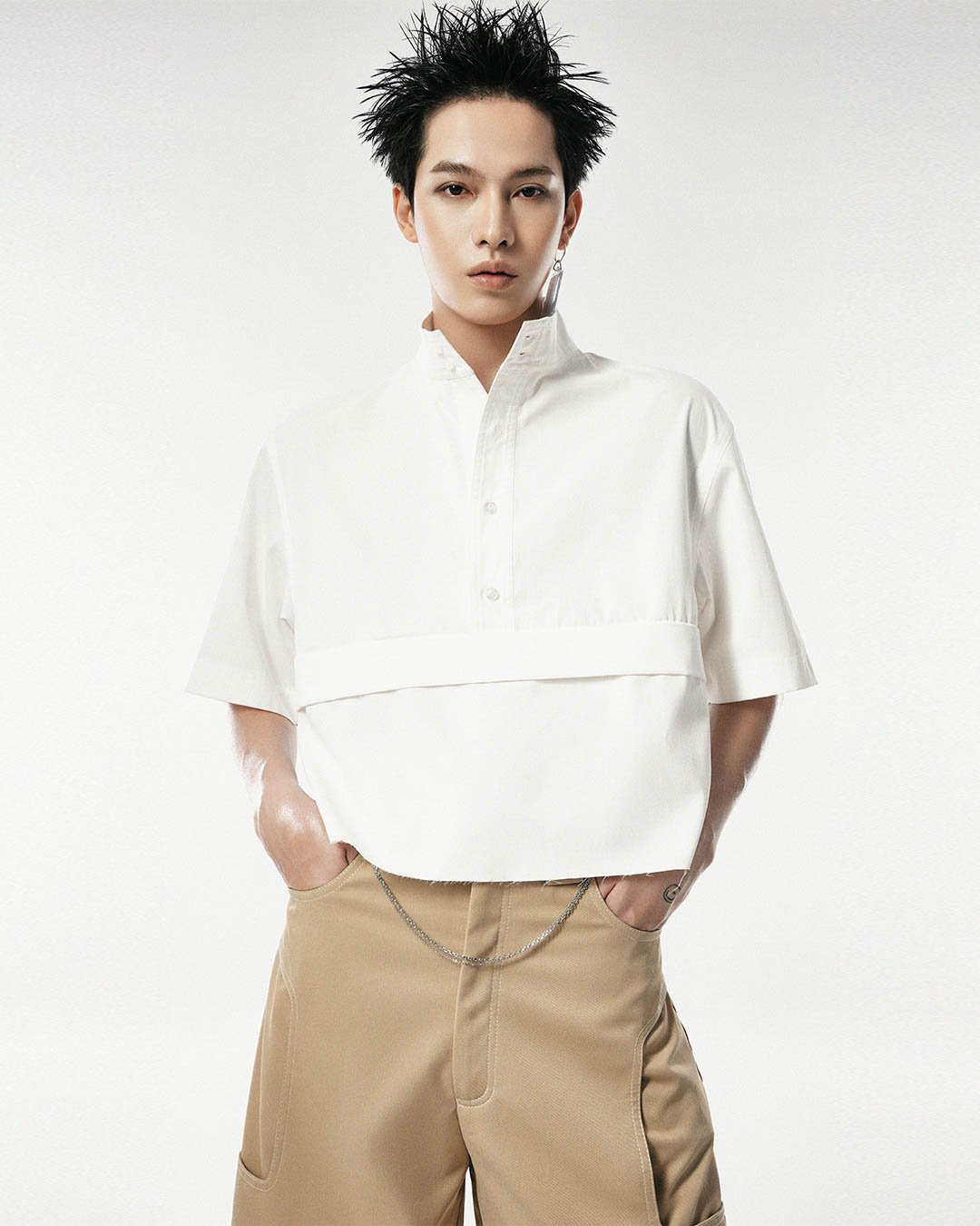 Light Weight Khaki Curved Leg Pants