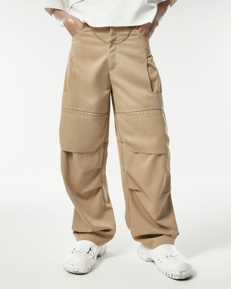 Light Weight Khaki Curved Leg Pants