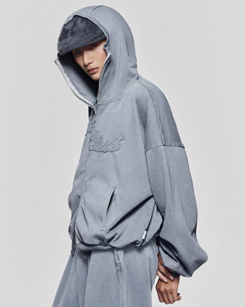 Washed Grey Outsider Zipper Jacket