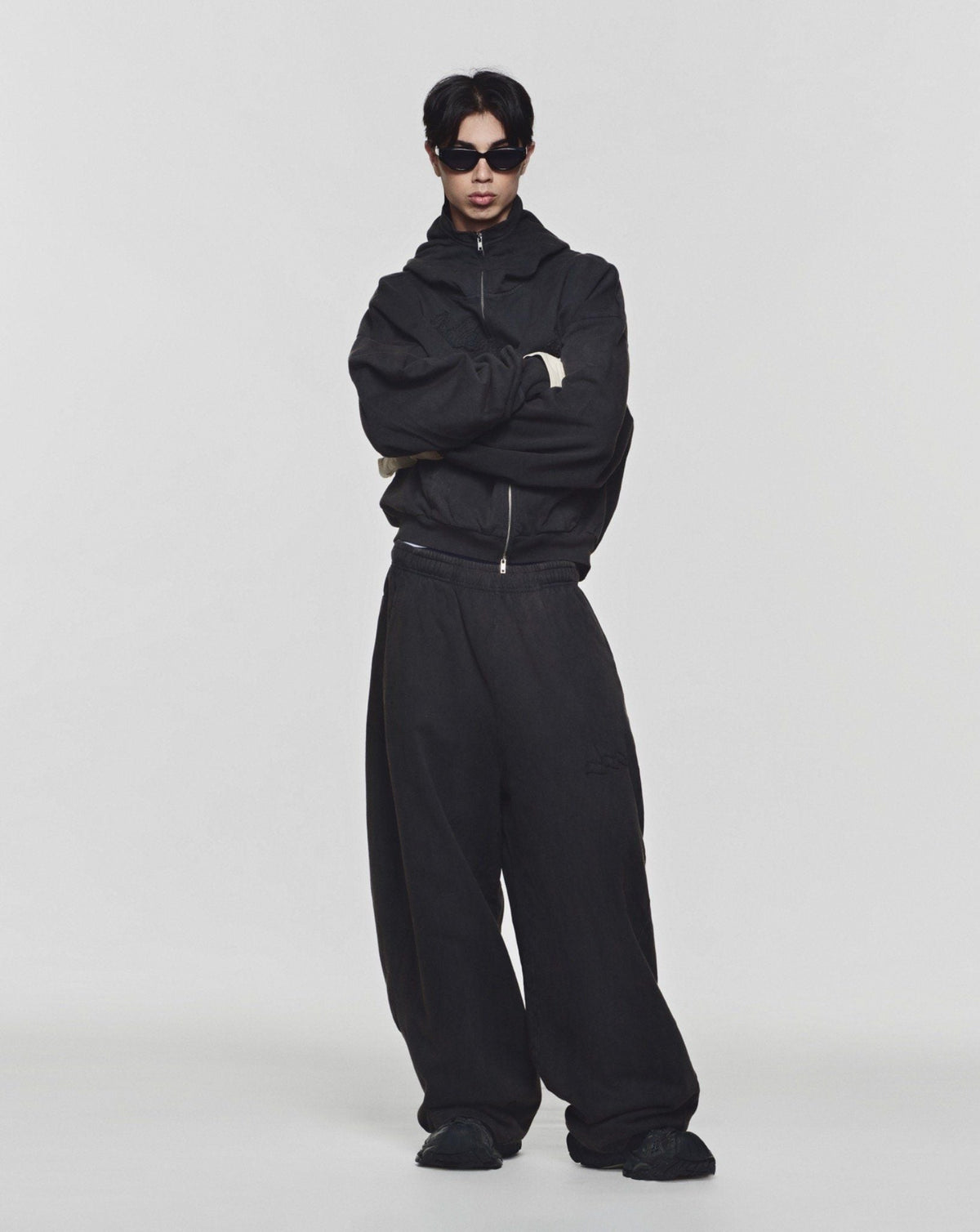 Washed Black Outsider Zipper Jacket