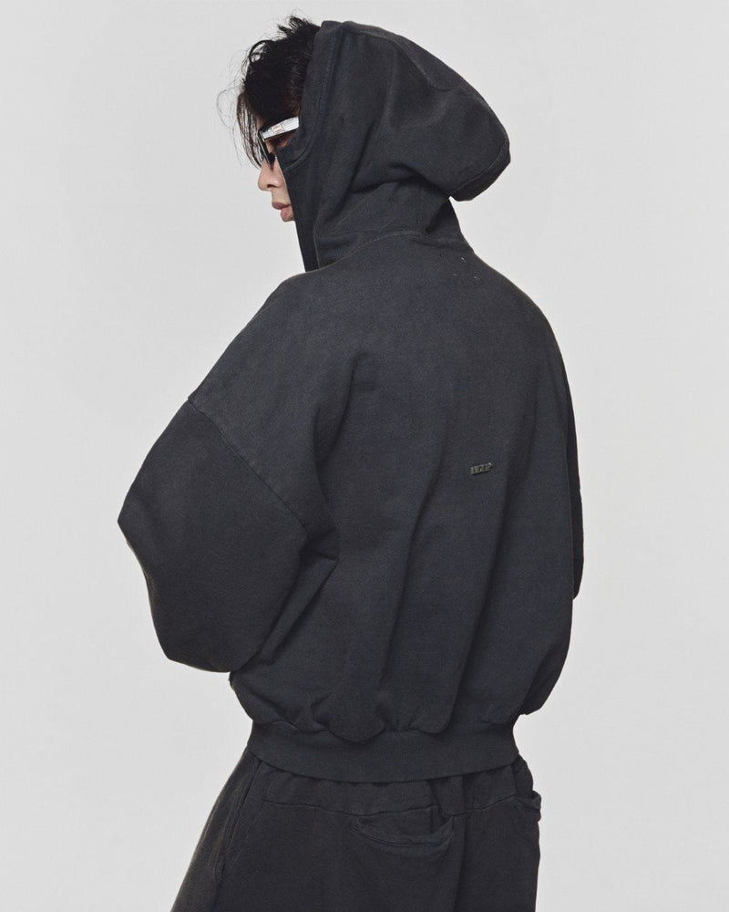 Washed Black Outsider Zipper Jacket