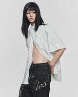 Striped White Off-line Boxy Shirt