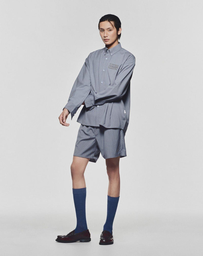 Misty Blue Laidback Check Shorts