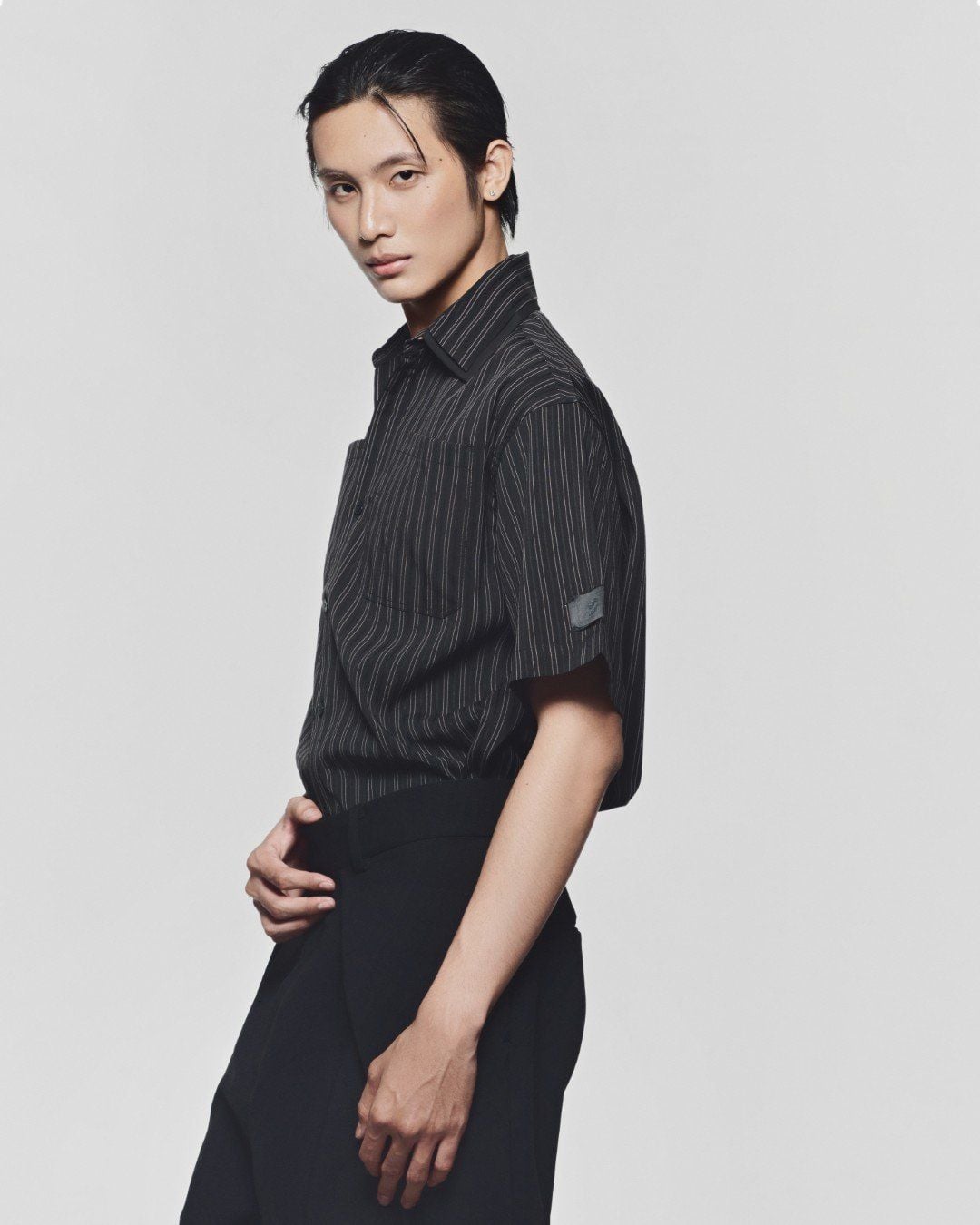 Striped Black Off-line Boxy Shirt