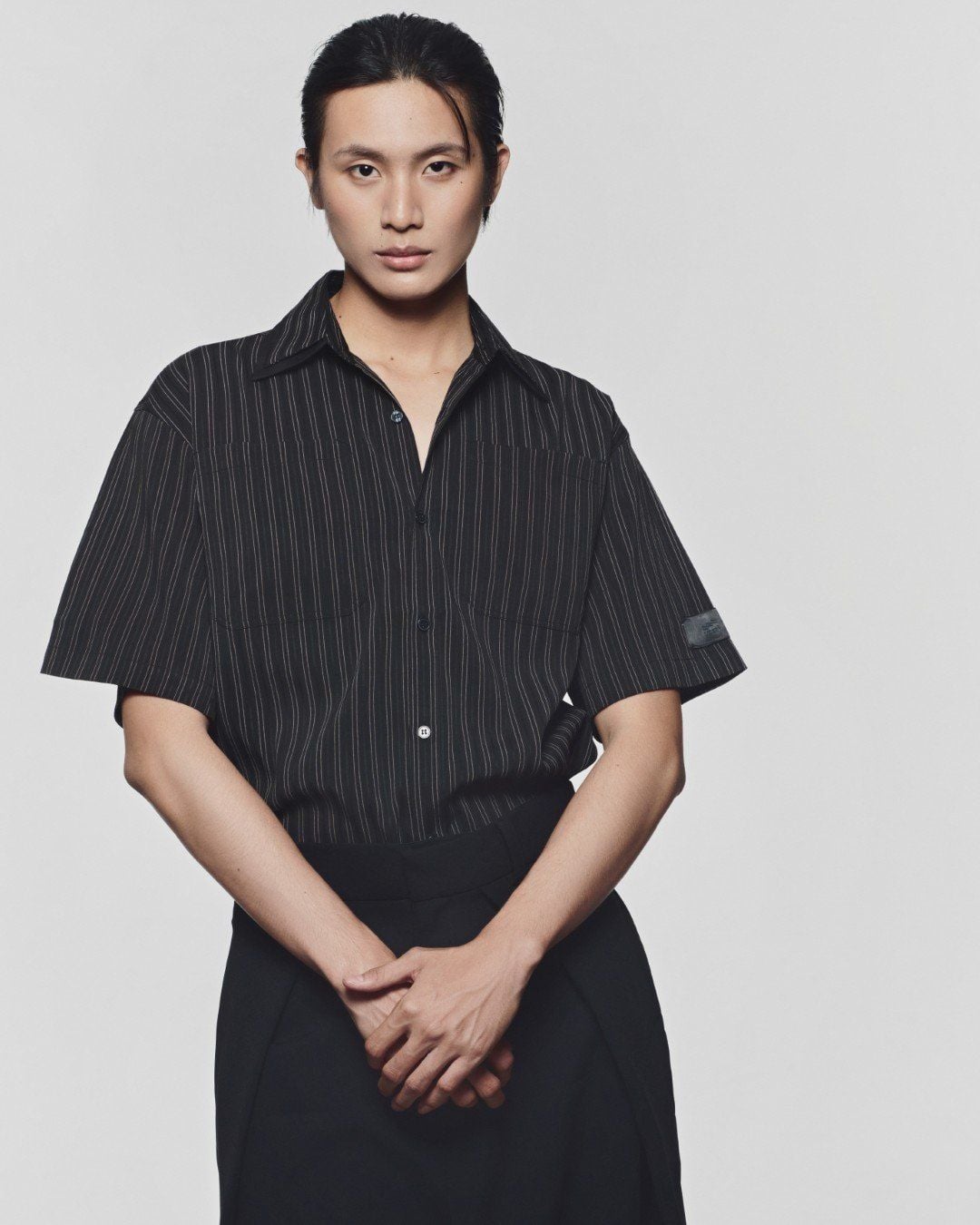 Striped Black Off-line Boxy Shirt