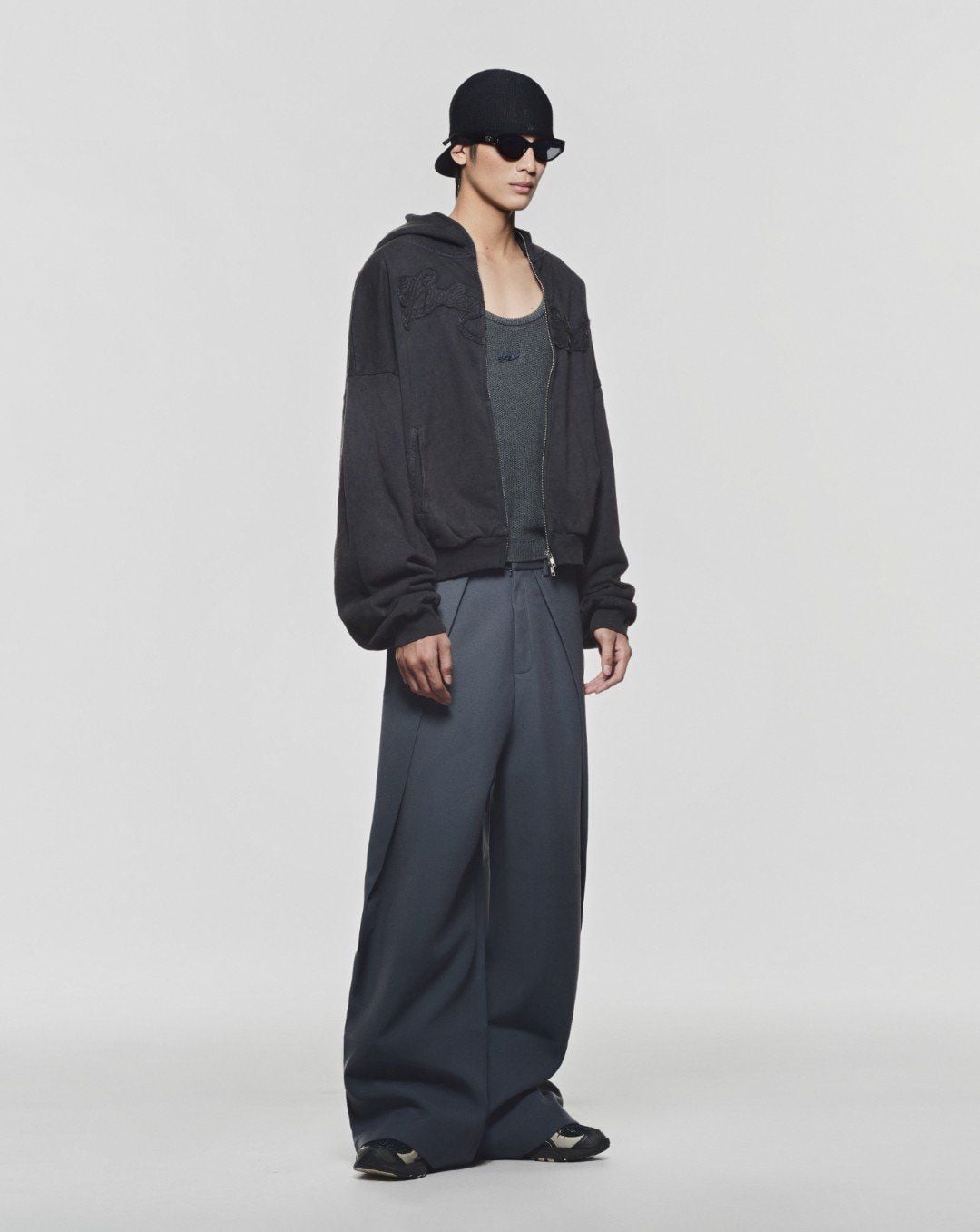 Washed Charcoal Outsider Zipper Jacket