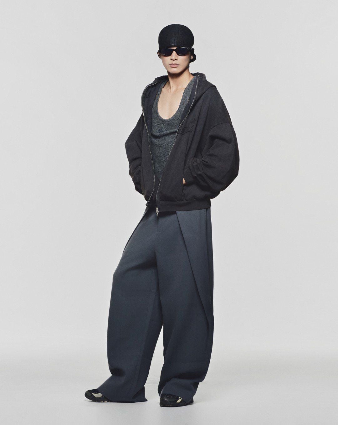 Washed Charcoal Outsider Zipper Jacket