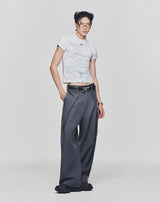 GRAY ROLLING WIDE-LEG TROUSERS