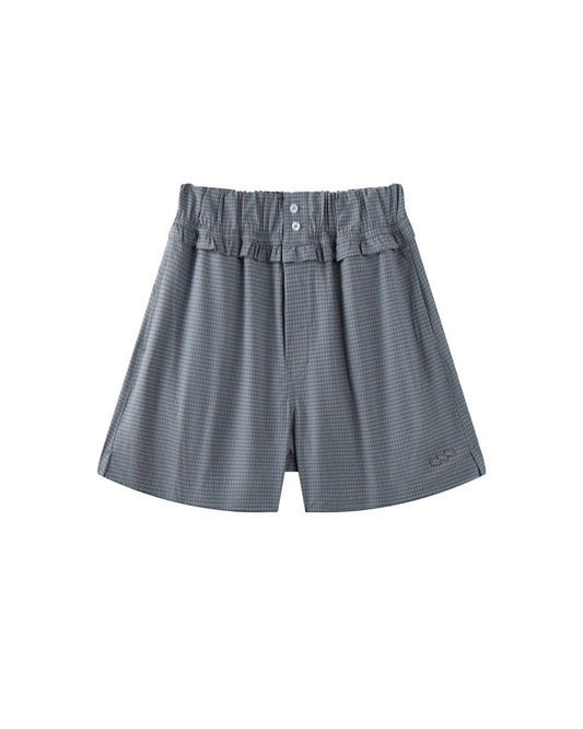 Misty Blue Laidback Check Shorts