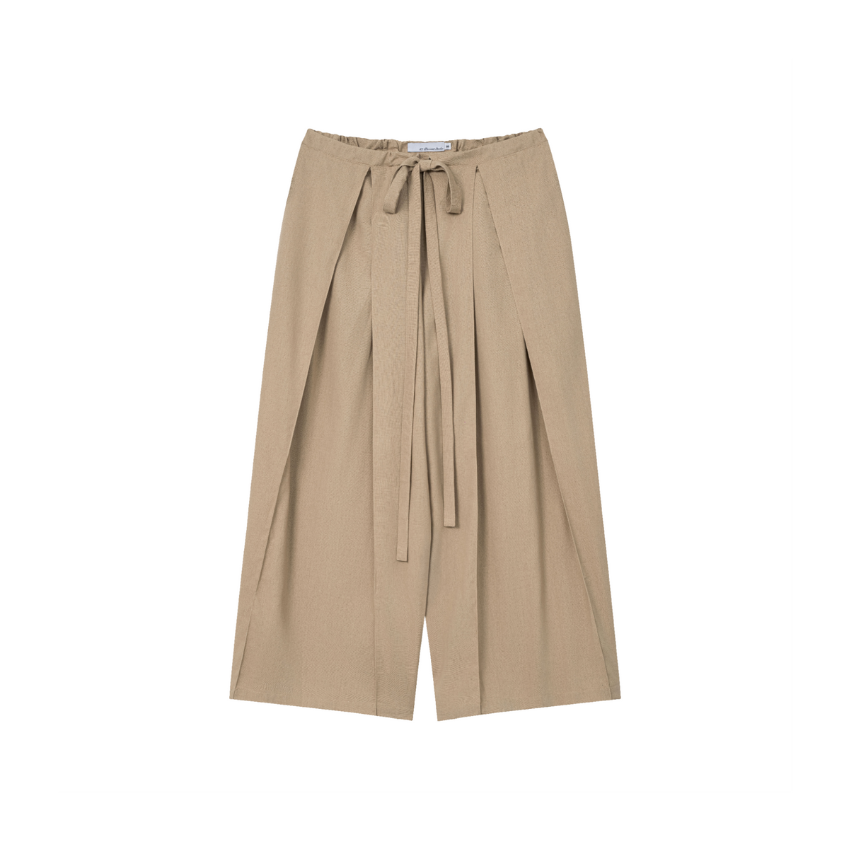 Cream Linen Box Pleated Pants