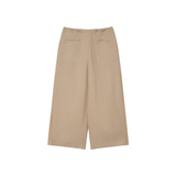 Cream Linen Box Pleated Pants