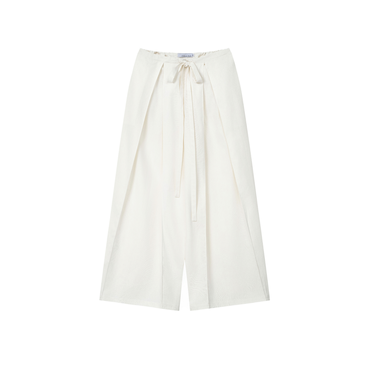 White Linen Box Pleated Pants