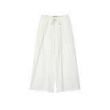 White Linen Box Pleated Pants