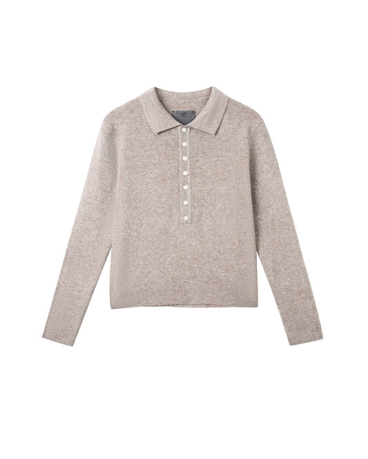 Oatmilk Maison Henley Polo Shirt