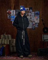 BLACK MONO GINGHAM PP FLIPSIDE ZIP HOODIE