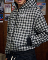 BLACK MONO GINGHAM PP FLIPSIDE ZIP HOODIE