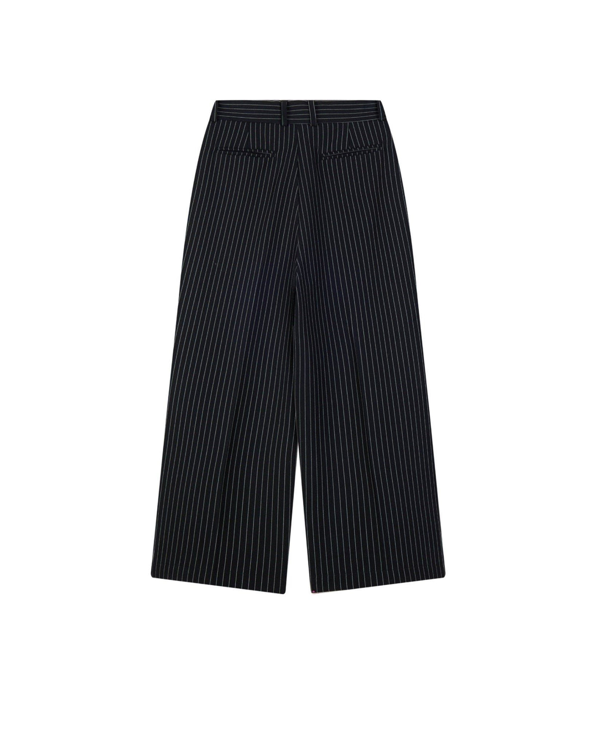Striped Black Rolling Wide-Leg Trousers