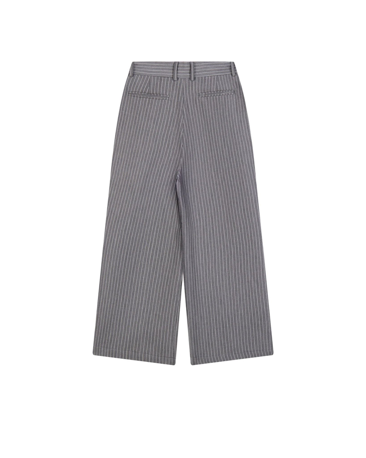 STRIPED GREY ROLLING WIDE-LEG TROUSERS