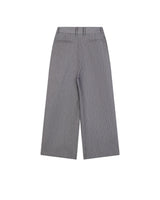 STRIPED GREY ROLLING WIDE-LEG TROUSERS