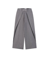 STRIPED GREY ROLLING WIDE-LEG TROUSERS