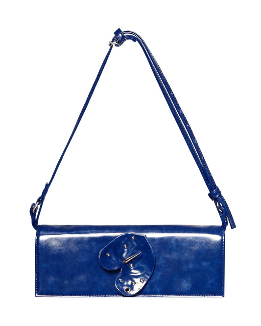 DEEP BLUE ANTHURIUM MAXI CLUTCH BAG