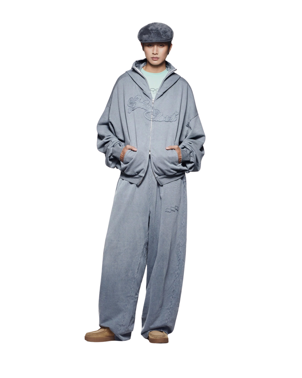 Washed Grey Outsider Zipper Jacket